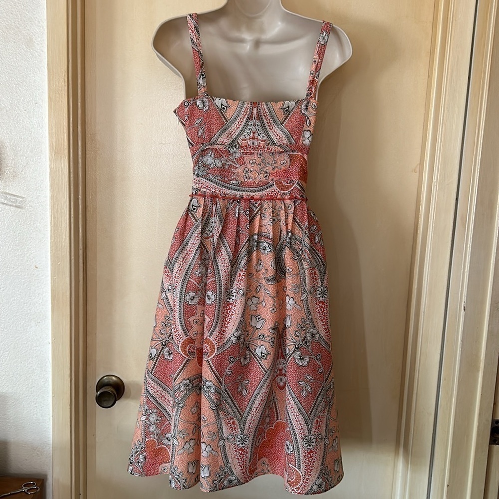 Ann Taylor Fit And Flare Pleated Midi Dress Size 0 - Picture 5 of 11